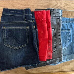 4 Pair Jean Shorts- Rock & Republic, H & M, So- Sizes 0,1,4 Ex. Cond.